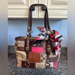 Coach Legacy Limited Edition Holiday Patchwork Leather Tote Bag #10437